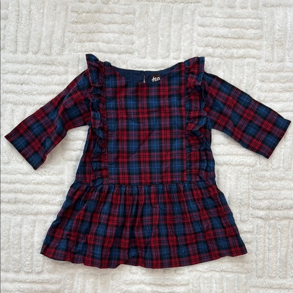 Tea Collection Tartan Plaid Ruffle Cotton Dress - Picture 1 of 4